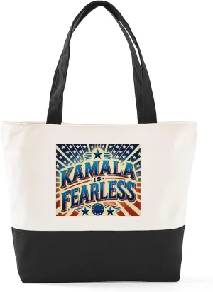 CafePress Kamala Is Fearless Canvas Tote Top Zipper Closure