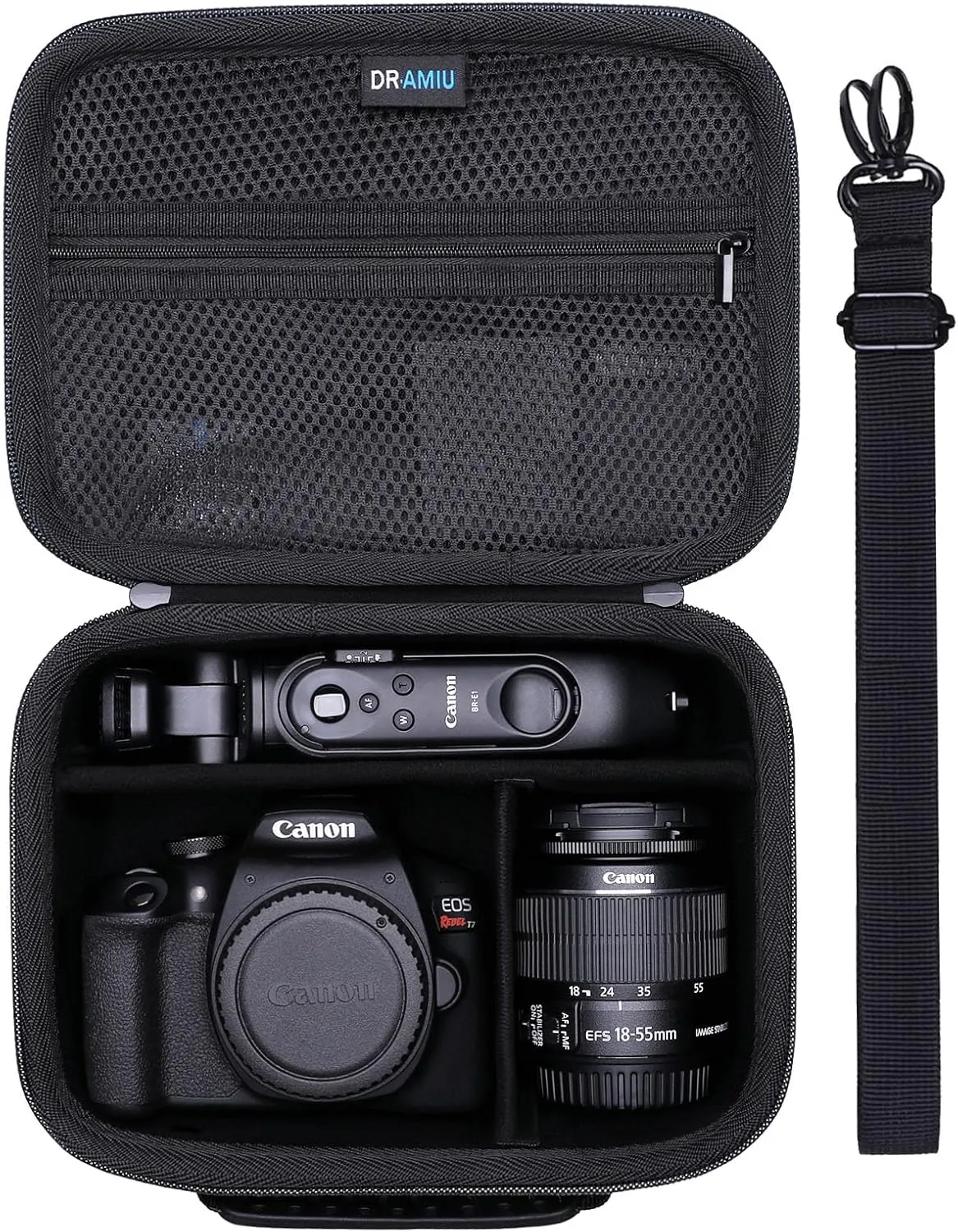 Camera Case Compatible with Canon EOS Rebel T7, R100, R50, R6 Mark II, R8, R5, R7, 90D, 5D Mark IV, Sony, Nikon Cameras, Lens, Tripod, with Shoulder Strap and 4 Dividers, Travel Black Camera Bag