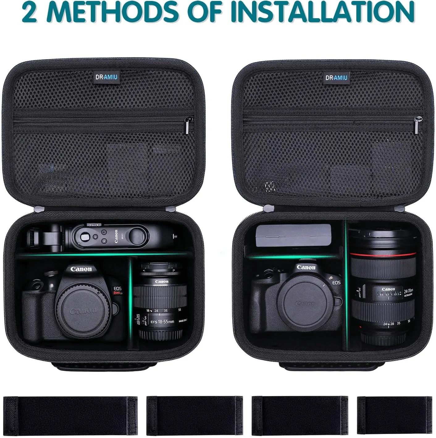 Camera Case Compatible with Canon EOS Rebel T7, R100, R50, R6 Mark II, R8, R5, R7, 90D, 5D Mark IV, Sony, Nikon Cameras, Lens, Tripod, with Shoulder Strap and 4 Dividers, Travel Black Camera Bag