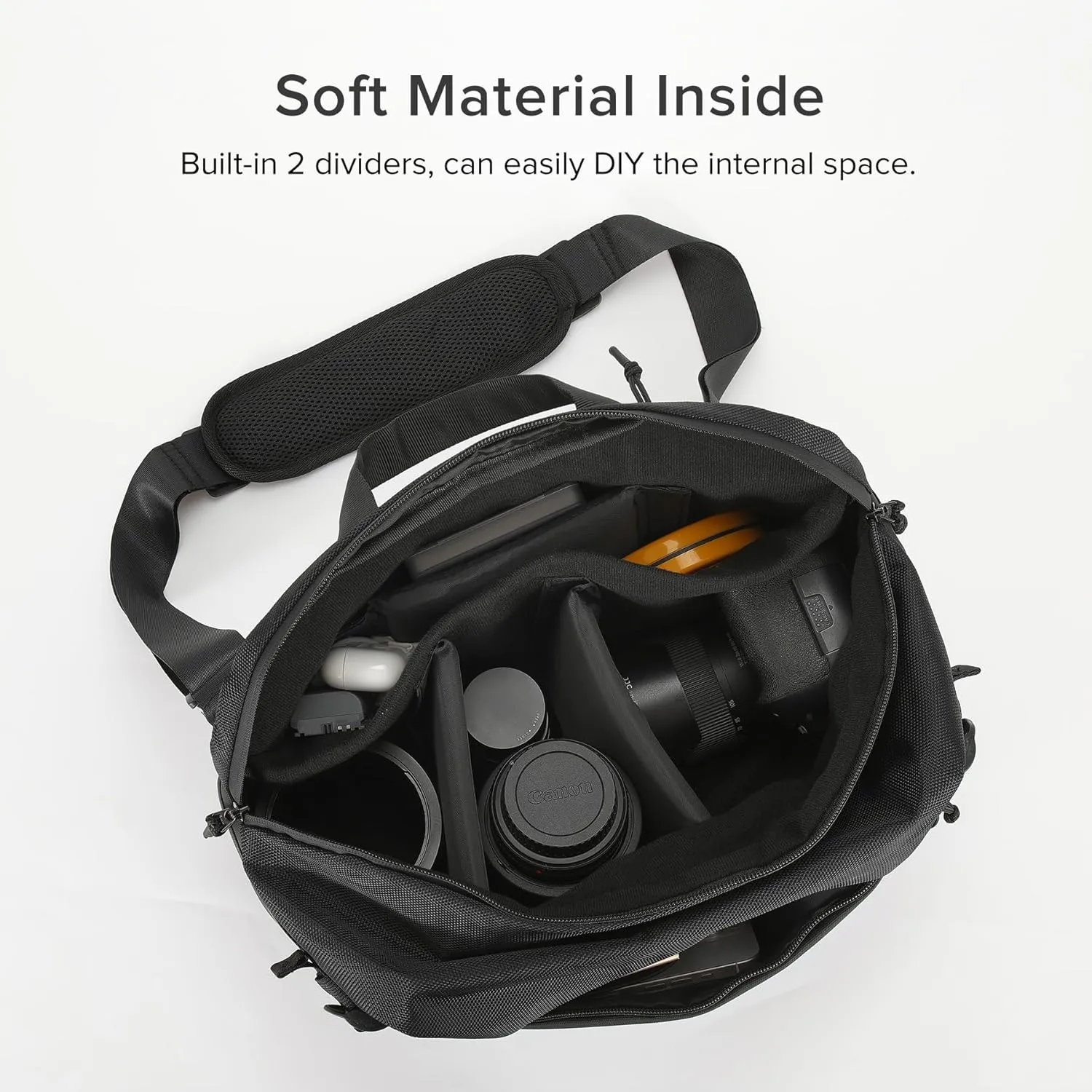 Camera Sling Bag for Travel Black – Waterproof Crossbody DSLR Bag with Rain Cover & Tripod Holder, Ultra Lightweight Design Fits Canon/Nikon/Sony Mirrorless Cameras