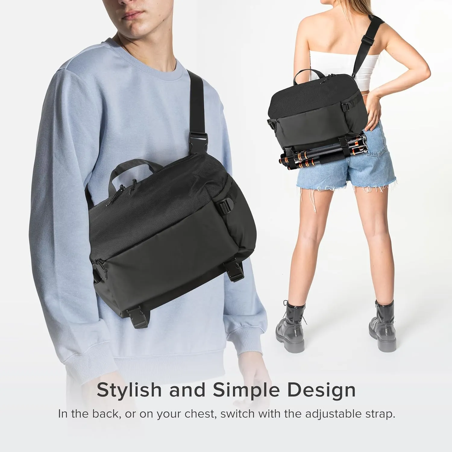 Camera Sling Bag for Travel Black – Waterproof Crossbody DSLR Bag with Rain Cover & Tripod Holder, Ultra Lightweight Design Fits Canon/Nikon/Sony Mirrorless Cameras