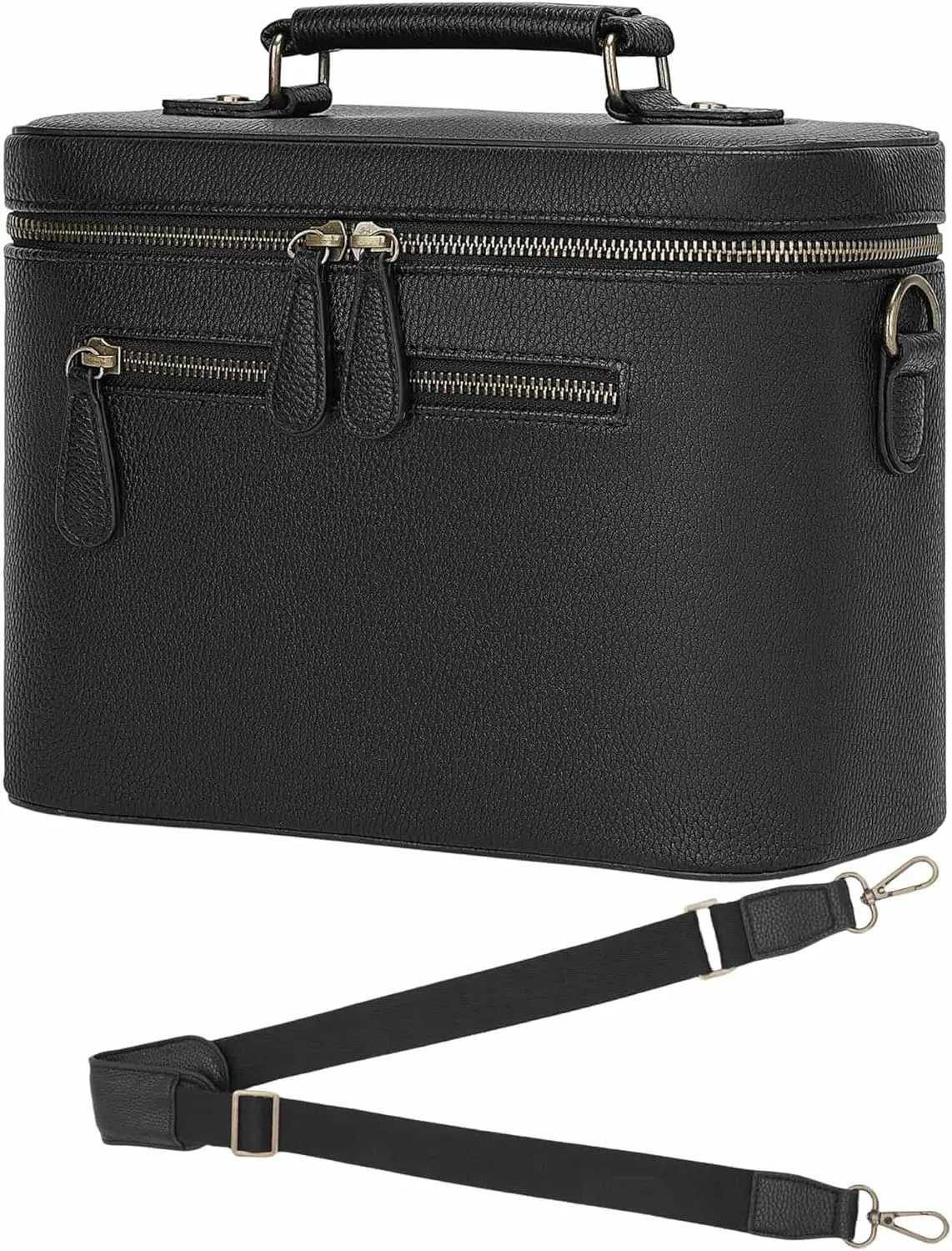 Camera Sling Bag, Waterproof PU Leather Crossbody Camera Bag for DSLR/SLR/Mirrorless, Small Shockproof Case with Removable Dividers for Photographers, 4L Black