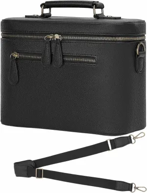 Camera Sling Bag, Waterproof PU Leather Crossbody Camera Bag for DSLR/SLR/Mirrorless, Small Shockproof Case with Removable Dividers for Photographers, 4L Black