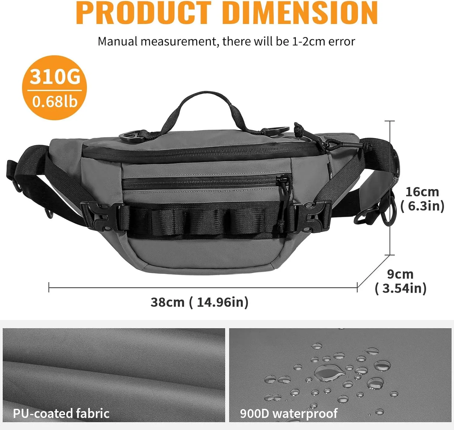 CamGo Tactical Fanny Pack for Men Women Military Waist Bag Molle Utility Hip Belt Pouch Crossbody Bags Bumbag for Cycling Hiking Walking Fishing Grey