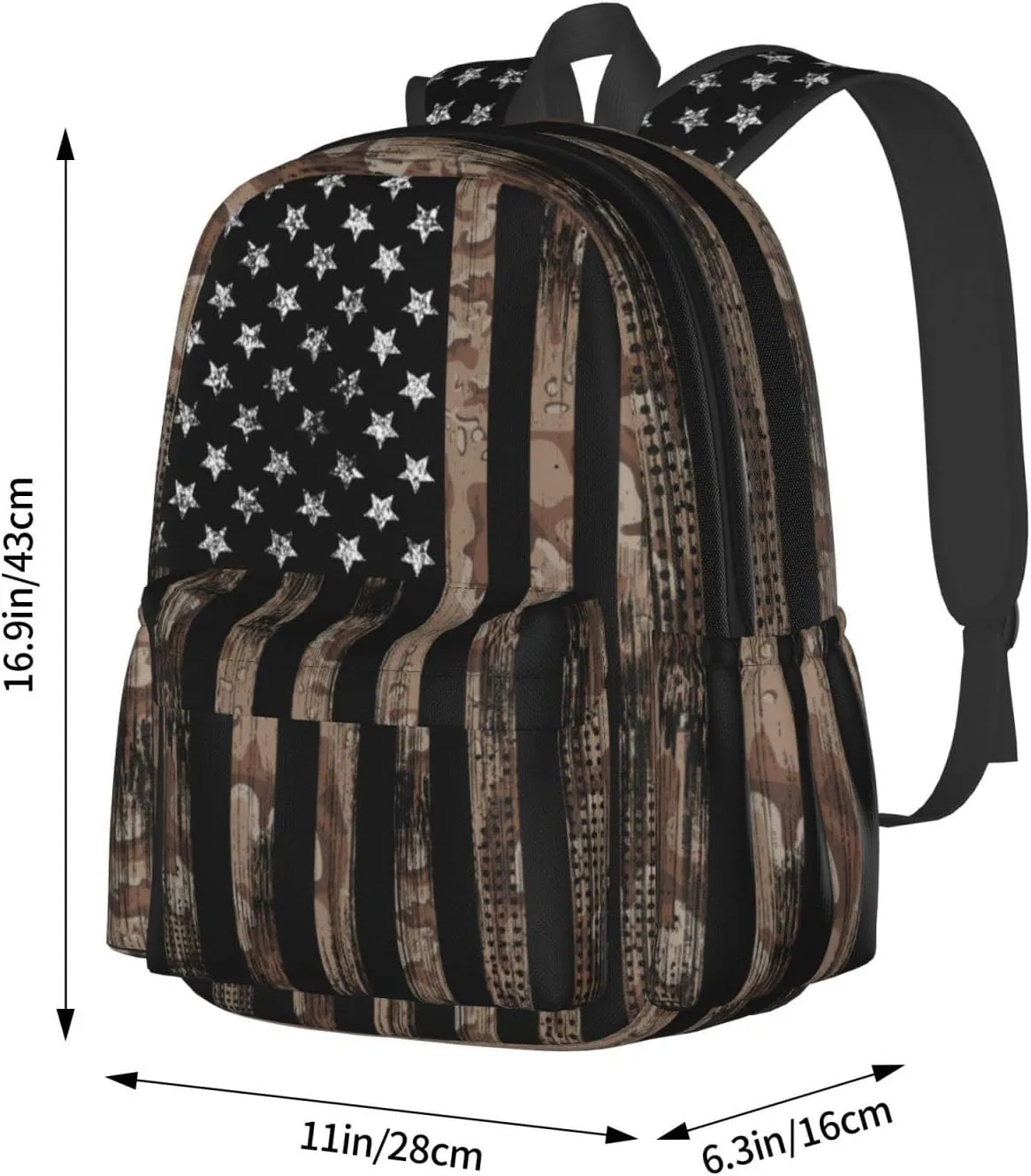 Camo Vintage American Flag Backpack Book Bags Lightweight Casual Laptop Backpacks Travel Daypack For Man Woman