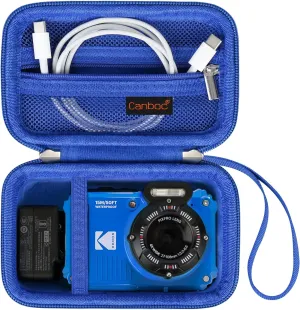 Canboc Carrying Case for KODAK PIXPRO WPZ2 Rugged Waterproof Digital Camera, Underwater Photography Camera Bag, Mesh Pocket fits USB Cable, Battery, Adapter, Blue (Case Only)