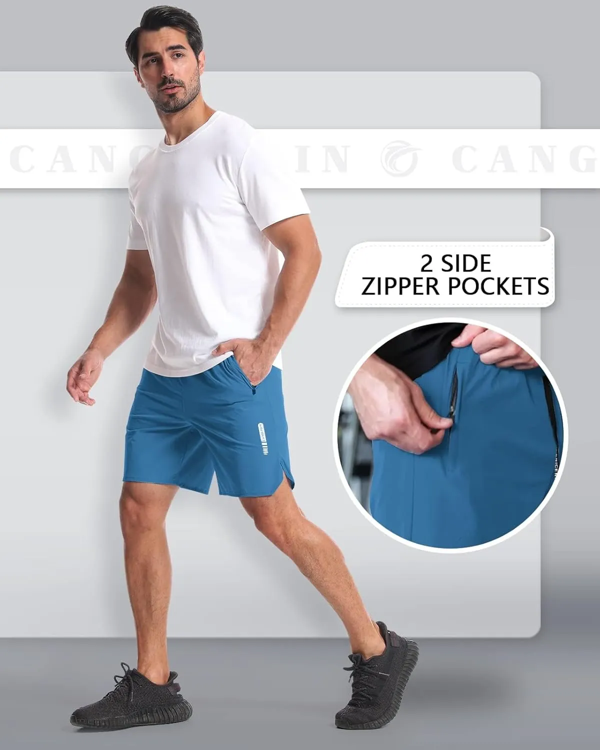 CANGHPGIN 2 Pack Mens Workout Athletic Shorts 7 inch Inseam Quick Dry Hiking Shorts Men Lightweight Sports Gym Shorts Running