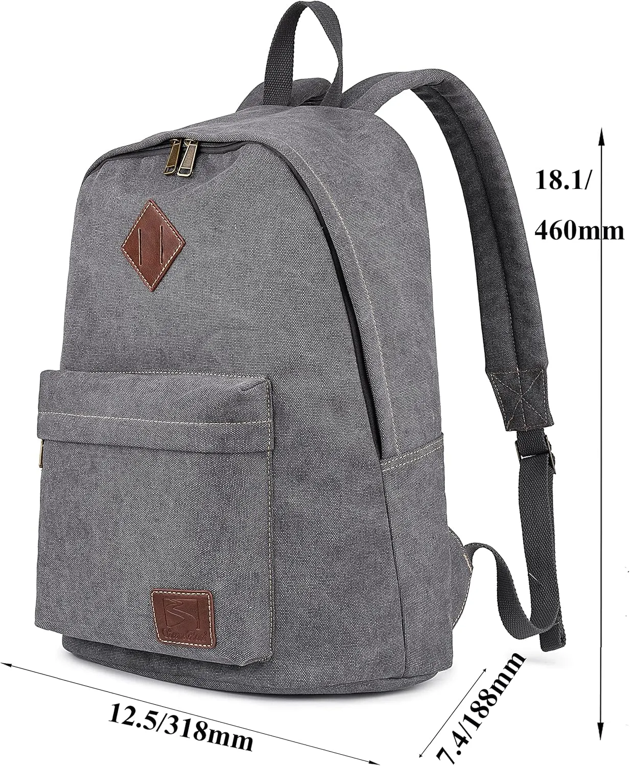 Canvas Laptop Backpack, Durable Rucksack, Travel Bag Fits 15.6 Inch Notebook for Men Women Factory Directly（Gray）