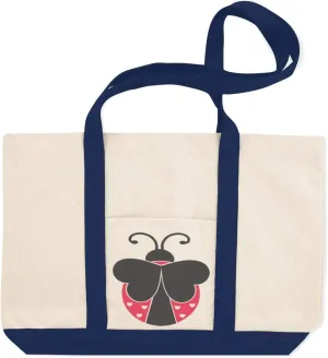 Canvas Shopping Tote Bag Red & Black Ladybug Image Animals Wild Big Bug Beach for Women