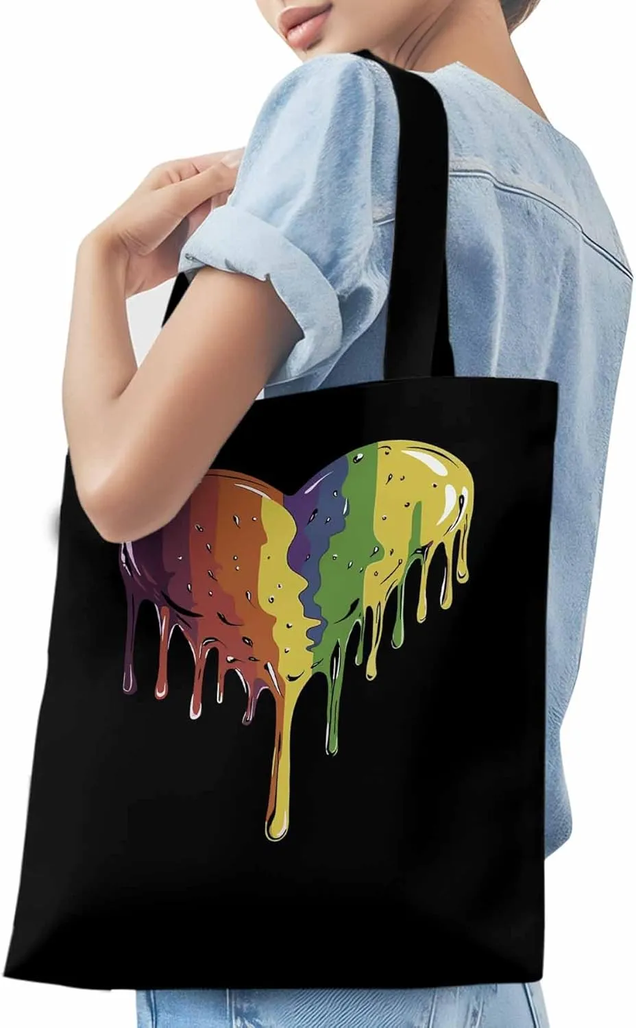 Canvas Tote Bag, Abstract Graffiti Love Heart Aesthetic Canvas Tote Handbags for Women Shoulder Bag