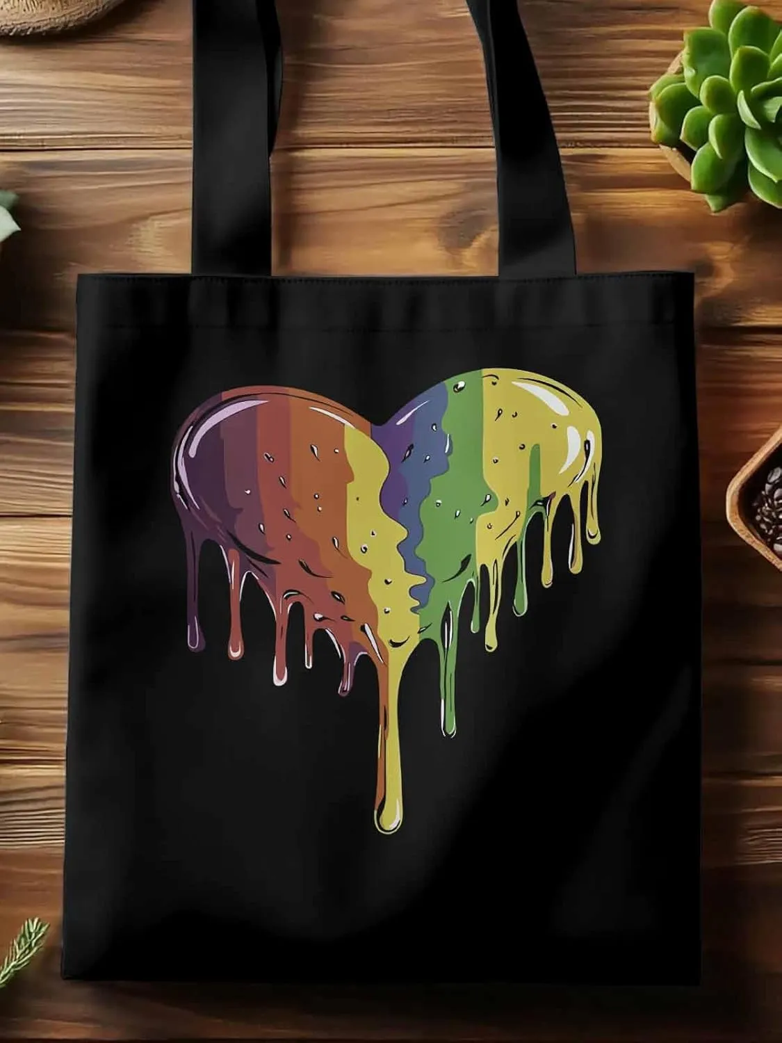 Canvas Tote Bag, Abstract Graffiti Love Heart Aesthetic Canvas Tote Handbags for Women Shoulder Bag