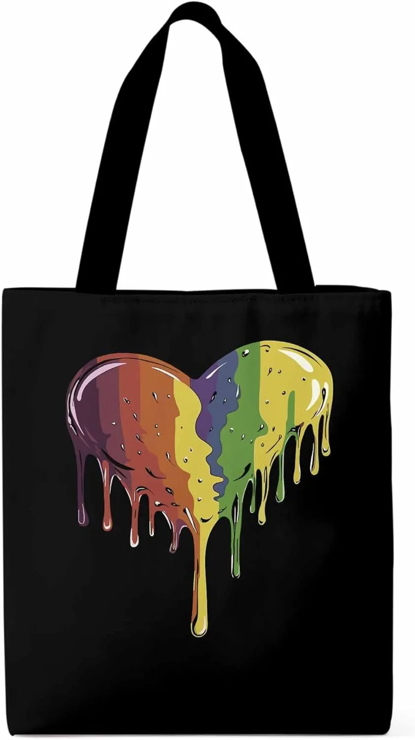Canvas Tote Bag, Abstract Graffiti Love Heart Aesthetic Canvas Tote Handbags for Women Shoulder Bag