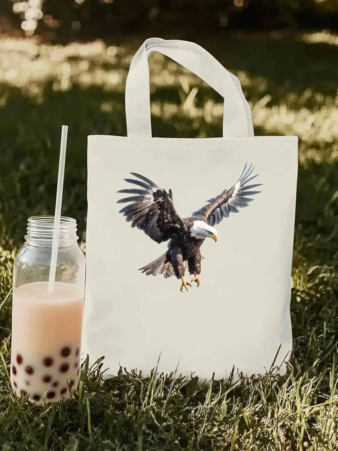 Canvas Tote Bag, Animals Eagles Print patterned Canvas Tote Handbags for Women Shoulder Bag,