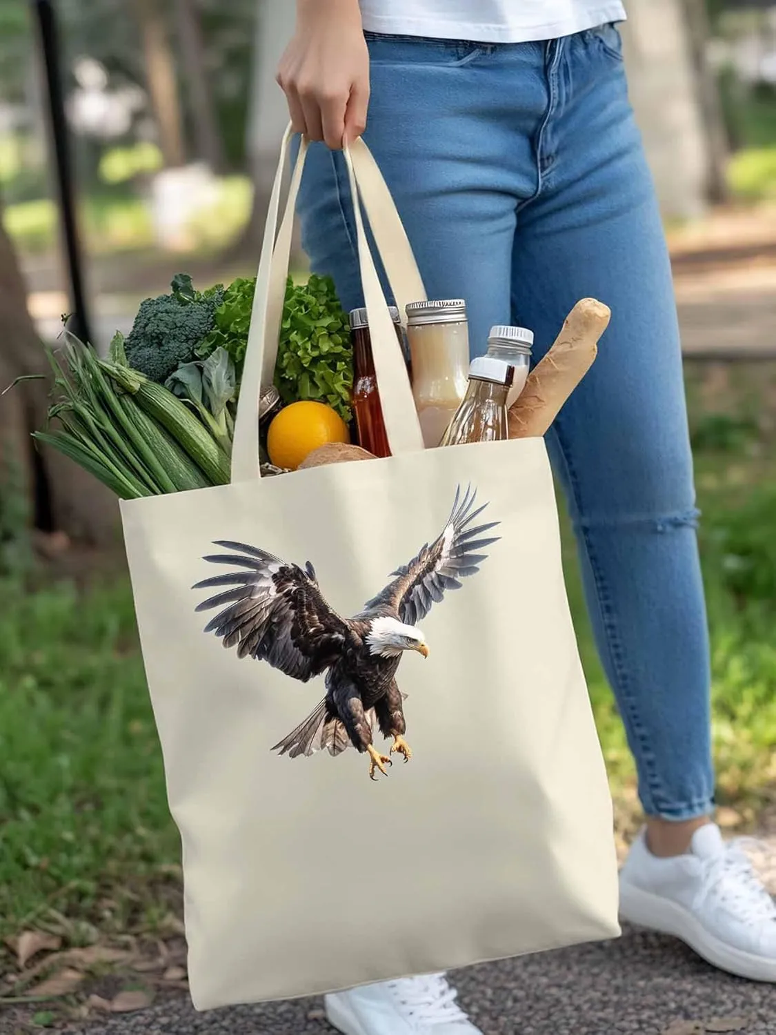 Canvas Tote Bag, Animals Eagles Print patterned Canvas Tote Handbags for Women Shoulder Bag,