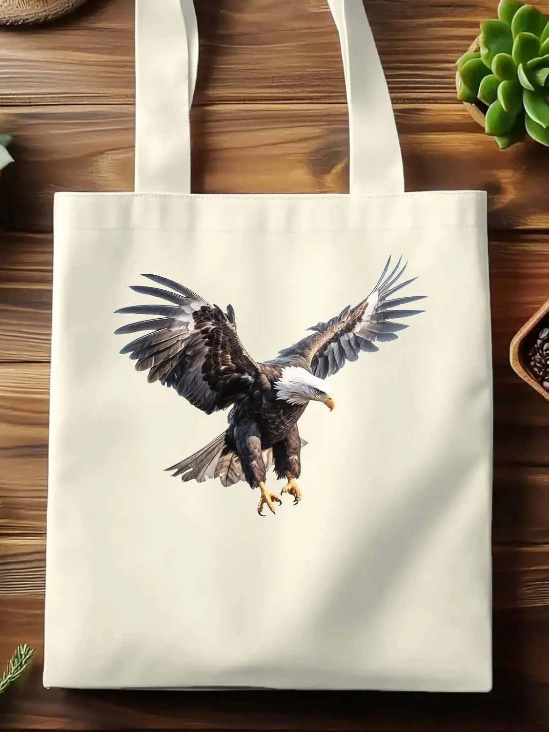 Canvas Tote Bag, Animals Eagles Print patterned Canvas Tote Handbags for Women Shoulder Bag,
