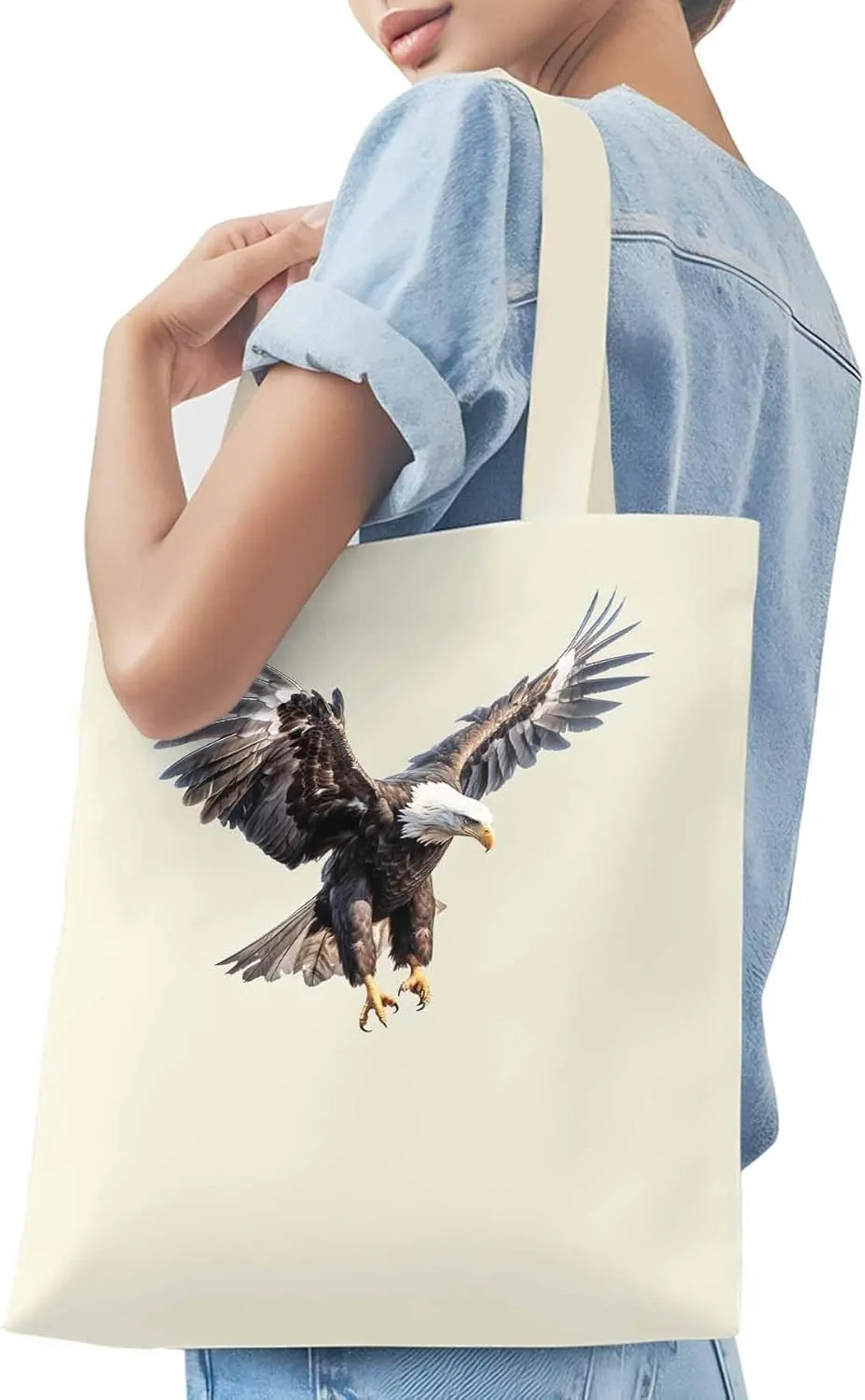 Canvas Tote Bag, Animals Eagles Print patterned Canvas Tote Handbags for Women Shoulder Bag,