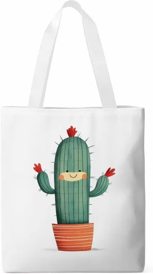 Canvas Tote Bag, Cartoon Cute Cacti Print patterned Canvas Tote Handbags for Women Shoulder Bag,
