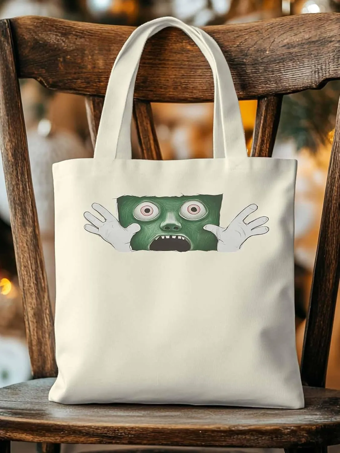 Canvas Tote Bag, Cartoon Feats Eyes Print patterned Canvas Tote Handbags for Women Shoulder Bag,