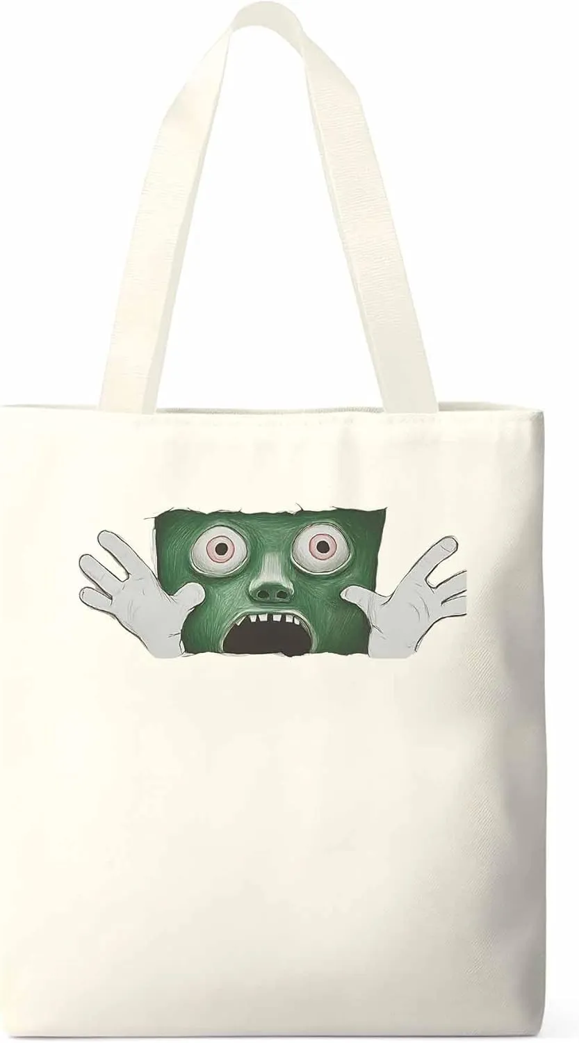 Canvas Tote Bag, Cartoon Feats Eyes Print patterned Canvas Tote Handbags for Women Shoulder Bag,
