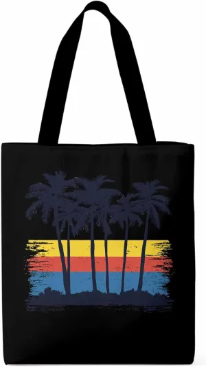Canvas Tote Bag, Coconut Tree Geometric Stripes patterned Canvas Tote Handbags for Women Shoulder Bag,