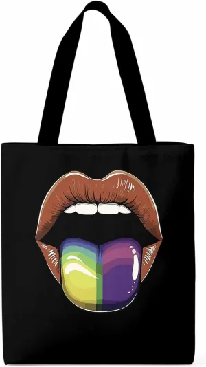 Canvas Tote Bag, Colorful Tongue Abstract Graffiti Aesthetic Canvas Tote Handbags for Women Shoulder Bag
