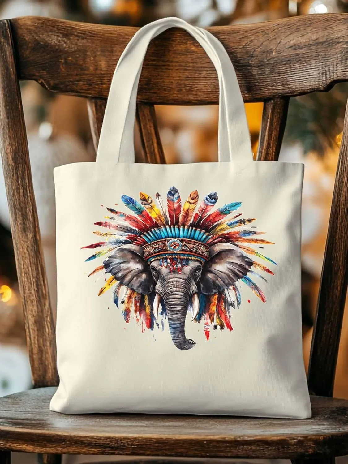 Canvas Tote Bag, Elephants Print patterned Canvas Tote Handbags for Women Shoulder Bag,