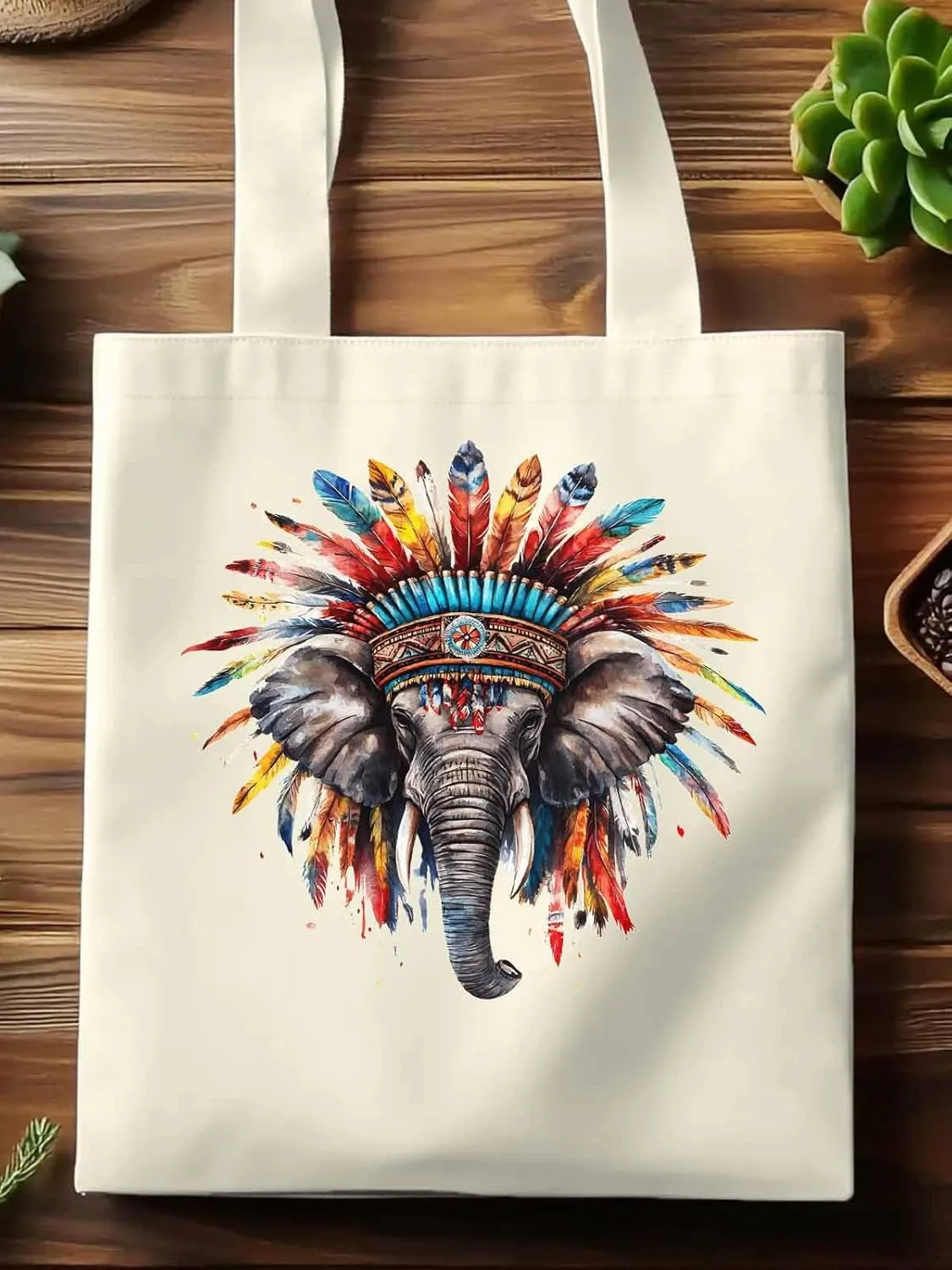 Canvas Tote Bag, Elephants Print patterned Canvas Tote Handbags for Women Shoulder Bag,