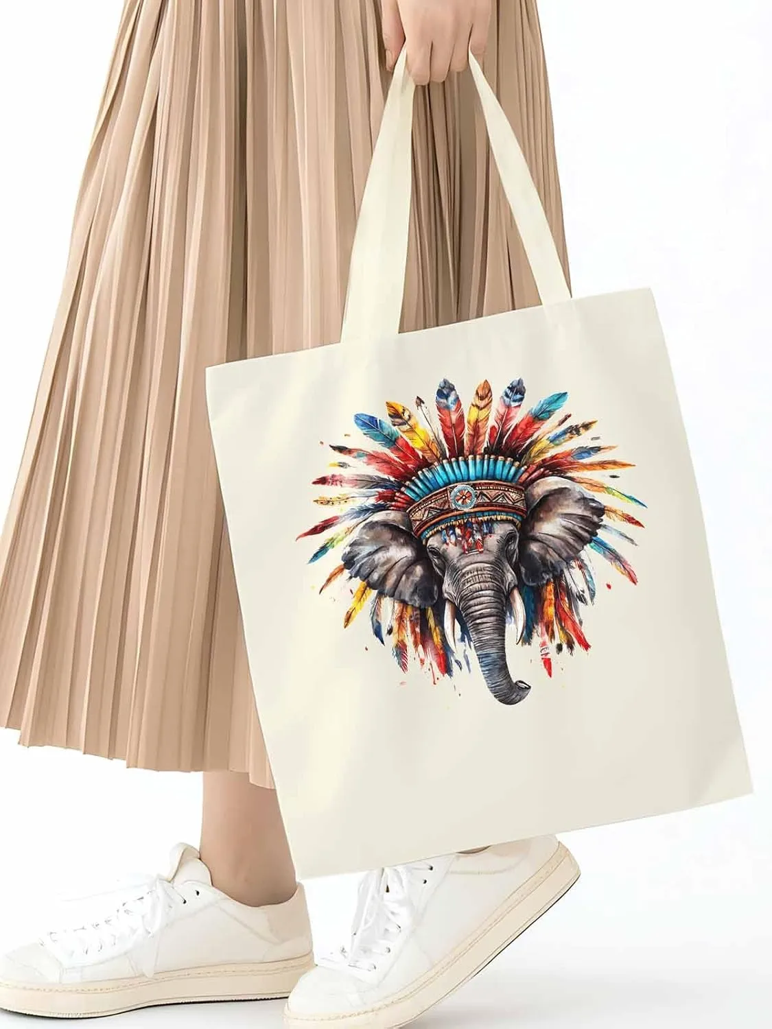 Canvas Tote Bag, Elephants Print patterned Canvas Tote Handbags for Women Shoulder Bag,