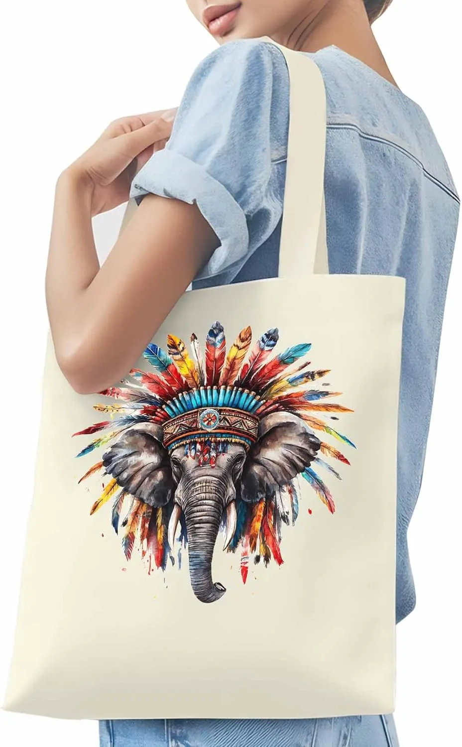 Canvas Tote Bag, Elephants Print patterned Canvas Tote Handbags for Women Shoulder Bag,