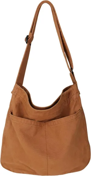 Canvas Tote Bag for Women Large Hobo Crossbody Handbags Casual Shoulder Purse with Multiple Pockets