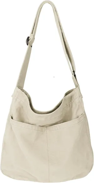 Canvas Tote Bag for Women Large Hobo Crossbody Handbags Casual Shoulder Purse with Multiple Pockets