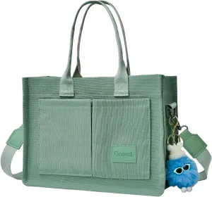 Canvas Tote Bag for Women With Pockets, Laptop Work Crossbody Purses Everything Shoulder Tote Bag Everyday Satchel Handbags