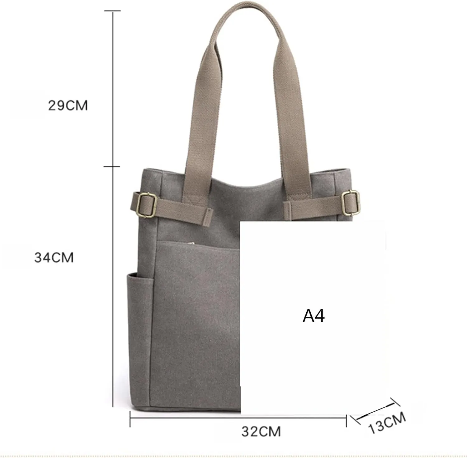 Canvas Tote Bag for Women With Pockets,Large Canvas Tote Bag With Zipper And Compartments Crossbody Work Tote Bag Fall Shoulder Bag Satchel Hobo Bag Messenger Bag For Everyday Shopping Travel (A)