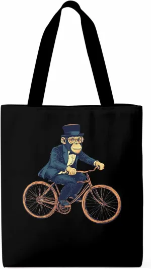 Canvas Tote Bag, Glasses Gorilla Riding Orange Bicycle patterned Canvas Tote Handbags for Women Shoulder Bag,