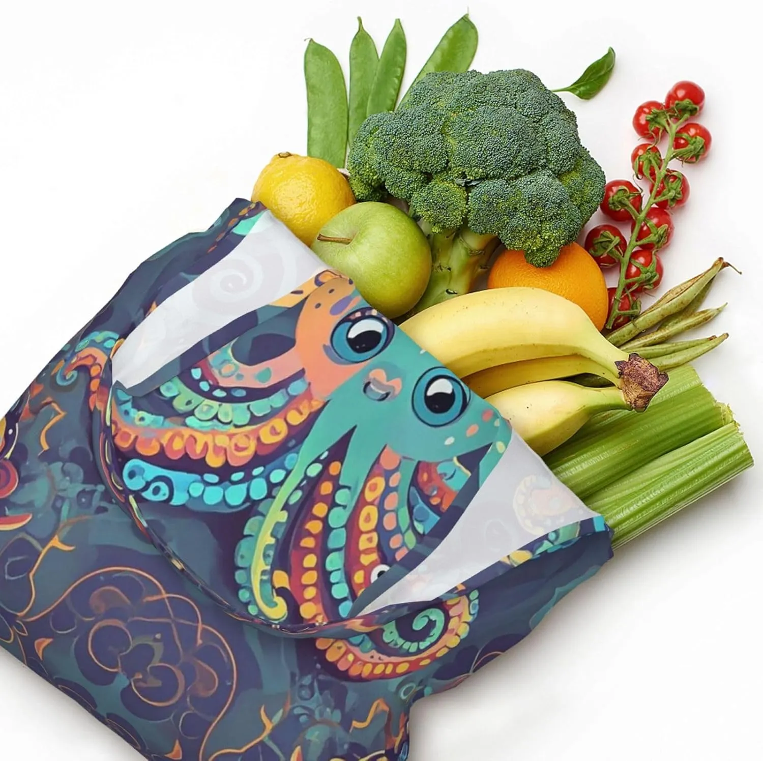 Canvas Tote Bag Lightweight Reusable Grocery Shopping Bag Bird standing on pig's head Handbag for Women Men