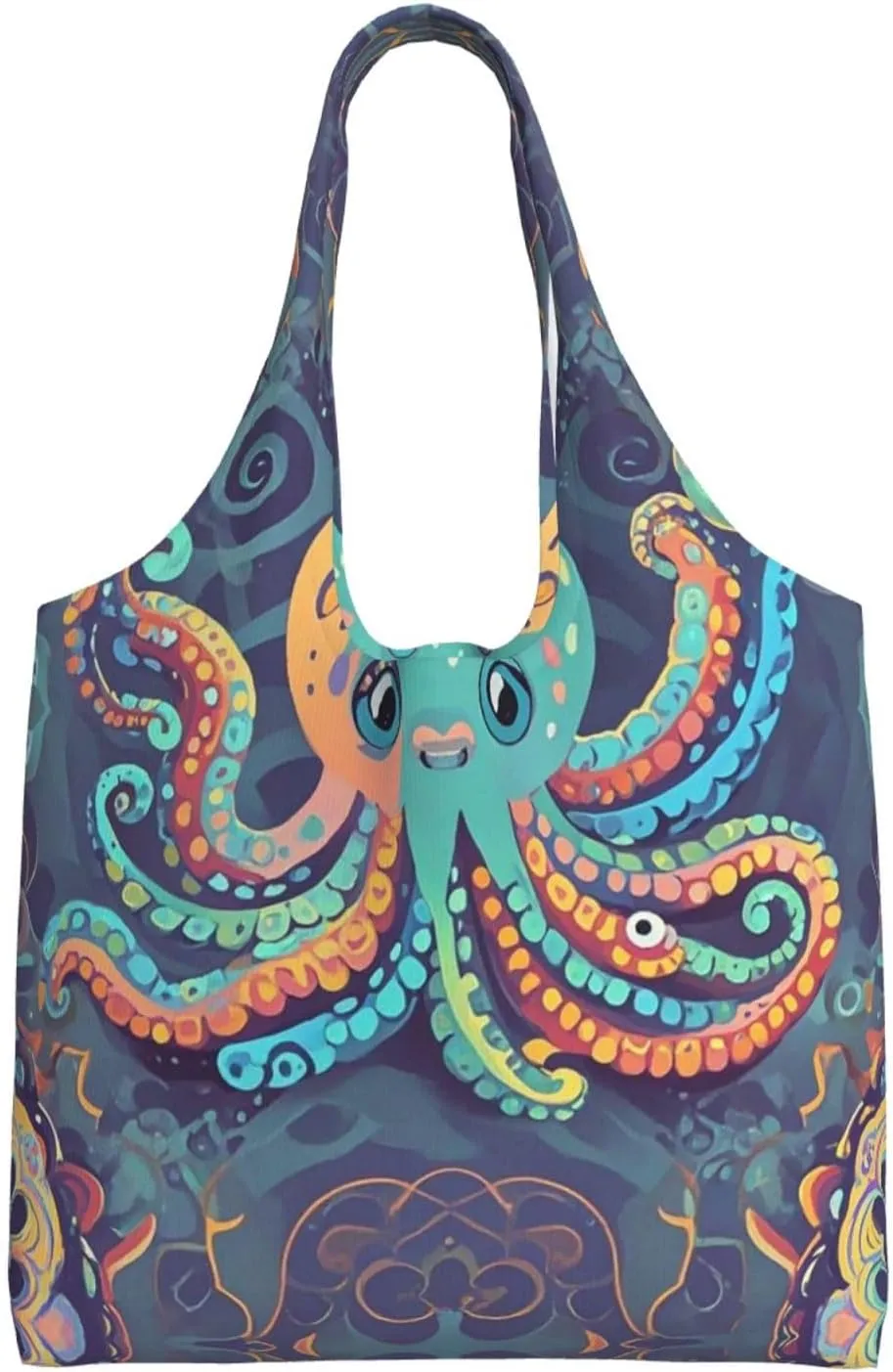 Canvas Tote Bag Lightweight Reusable Grocery Shopping Bag Bird standing on pig's head Handbag for Women Men