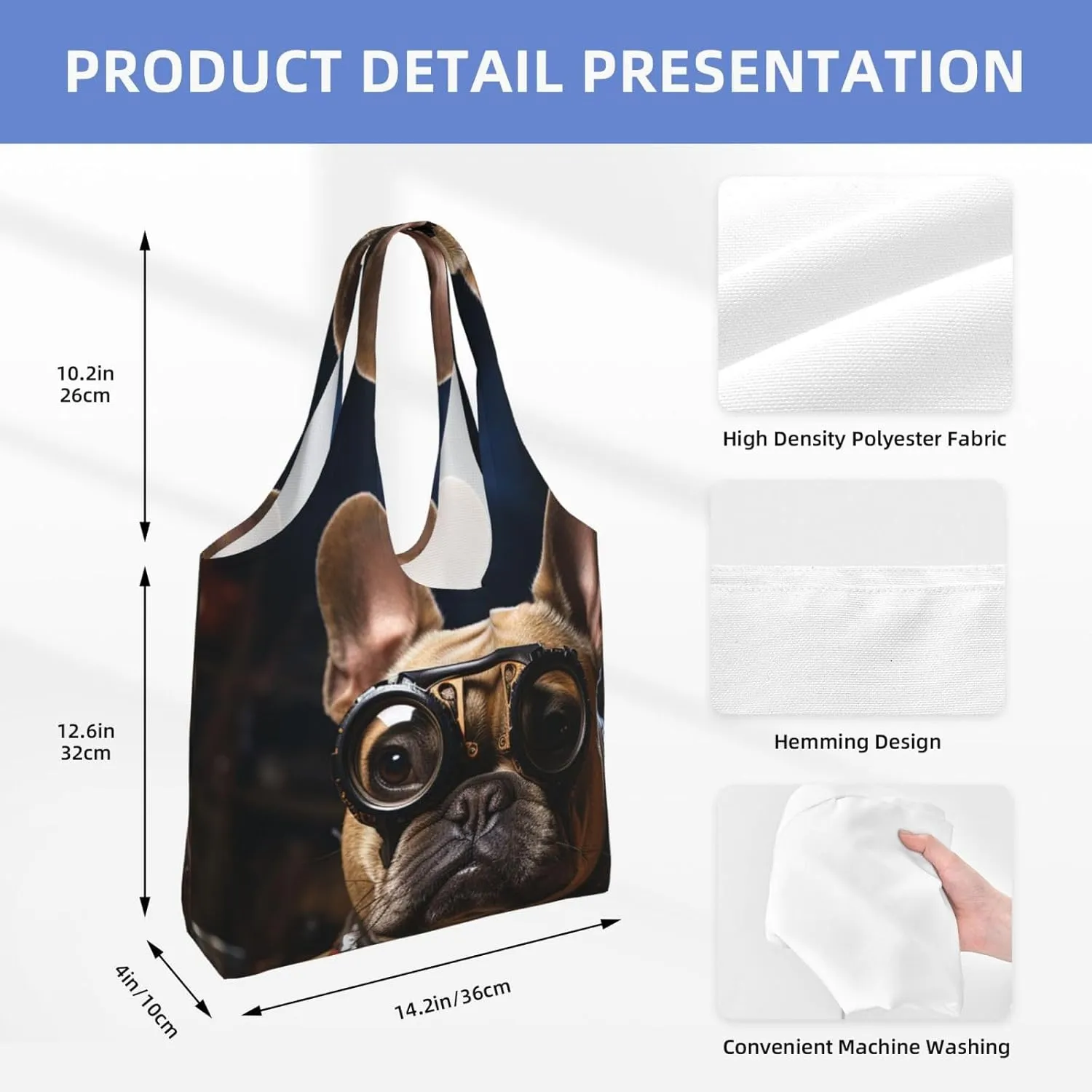 Canvas Tote Bag Lightweight Reusable Grocery Shopping Bag Golden Retriever Sunflower Handbag for Women Men