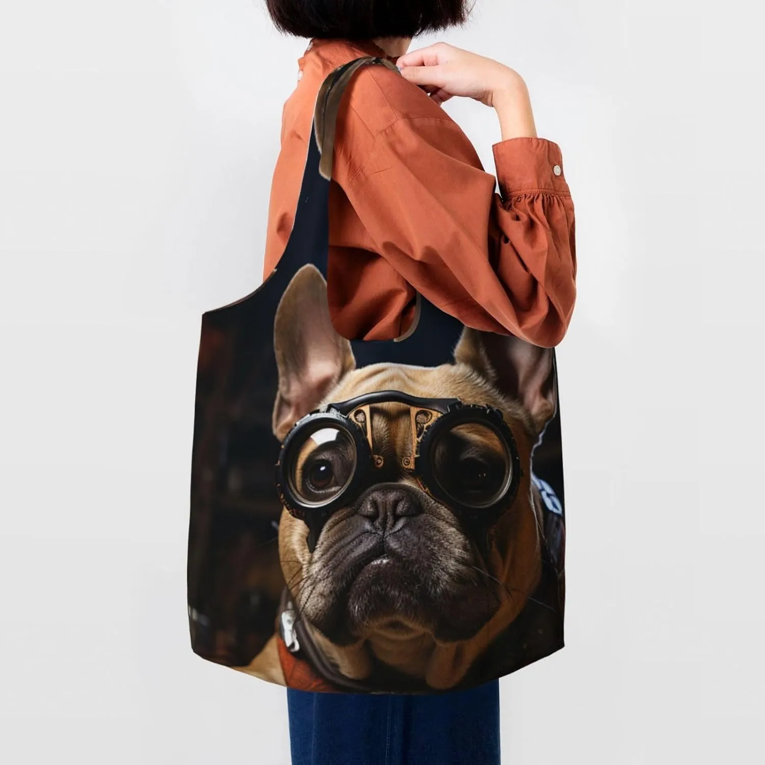 Canvas Tote Bag Lightweight Reusable Grocery Shopping Bag Golden Retriever Sunflower Handbag for Women Men