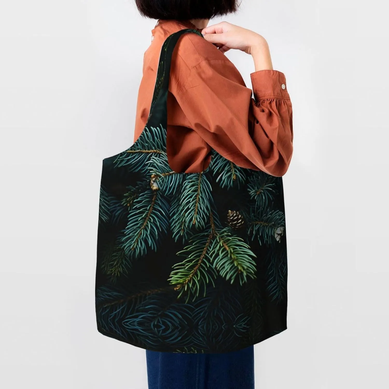 Canvas Tote Bag Lightweight Reusable Grocery Shopping Bag Rainbow Curve Handbag for Women Men