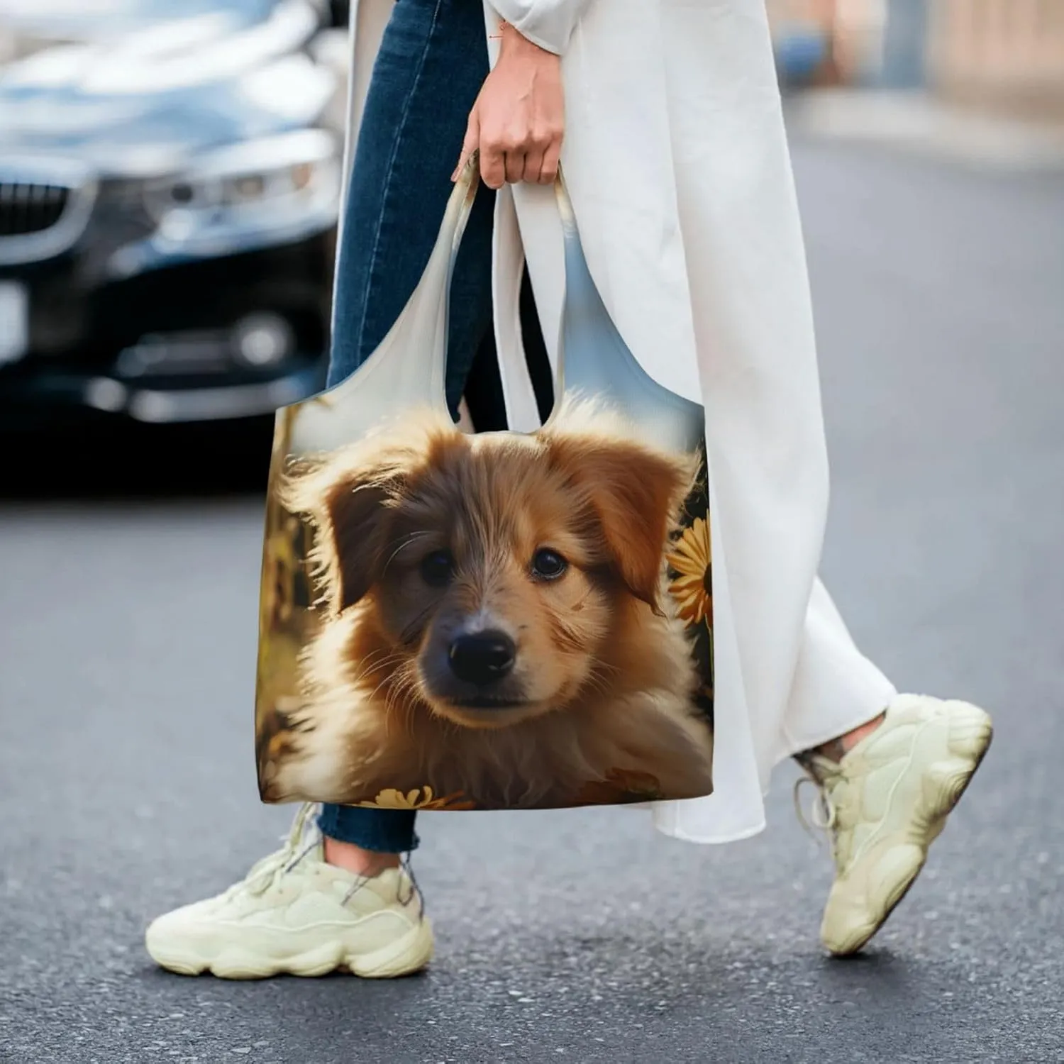 Canvas Tote Bag Lightweight Reusable Grocery Shopping Bag Rainbow Curve Handbag for Women Men