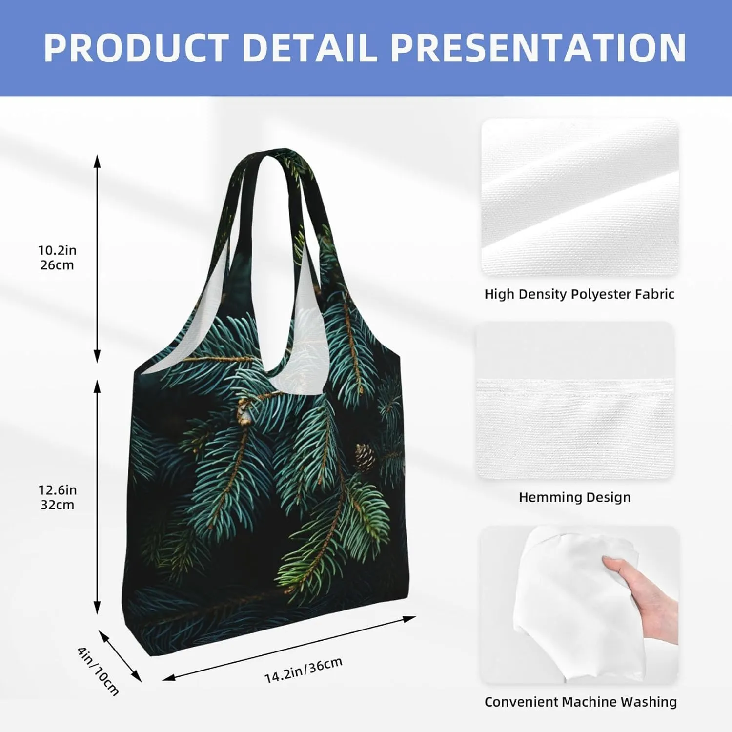 Canvas Tote Bag Lightweight Reusable Grocery Shopping Bag Rainbow Curve Handbag for Women Men