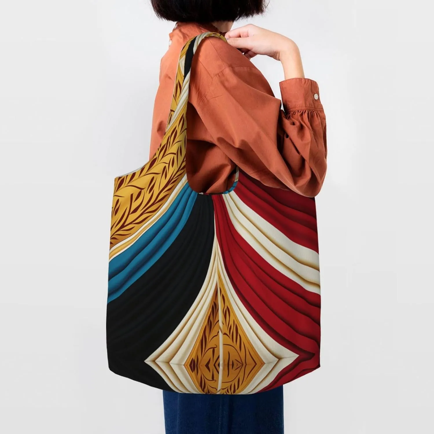 Canvas Tote Bag Lightweight Reusable Grocery Shopping Bag Waves Handbag for Women Men