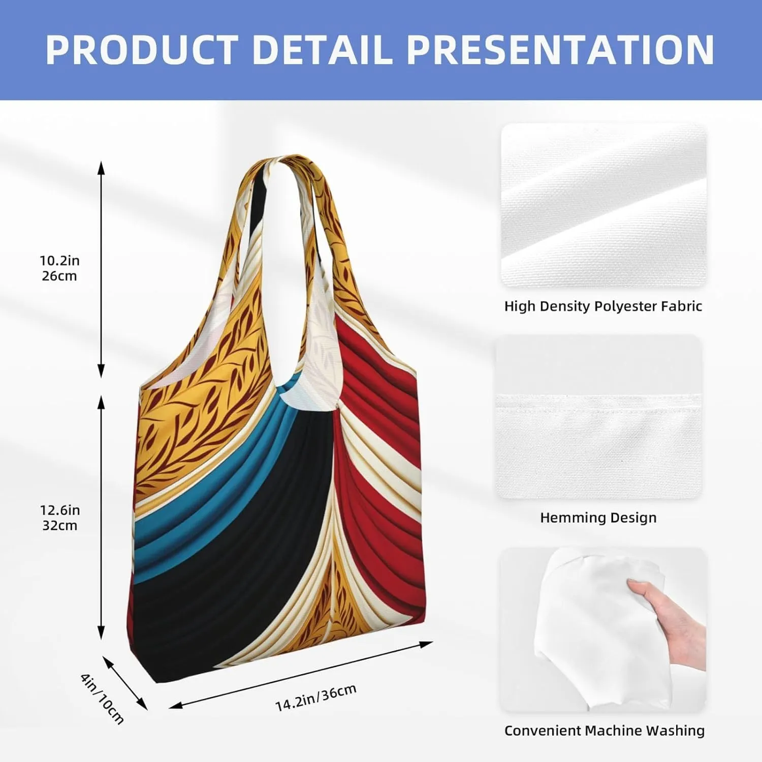 Canvas Tote Bag Lightweight Reusable Grocery Shopping Bag Waves Handbag for Women Men