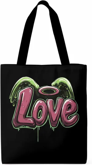 Canvas Tote Bag, Love Graffiti Valentine's Day Aesthetic Canvas Tote Handbags for Women Shoulder Bag