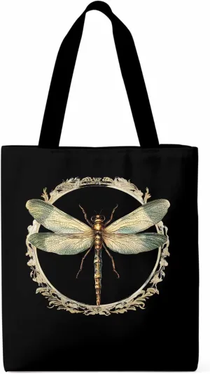 Canvas Tote Bag, Mid Century Dragonfly patterned Canvas Tote Handbags for Women Shoulder Bag,