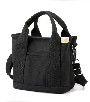 Canvas Tote Bag Mini Handbag Tote Purse with Zipper Women Canvas Crossbody Bag Purse Top Handle Satchel Handbags for Office, School, Travel