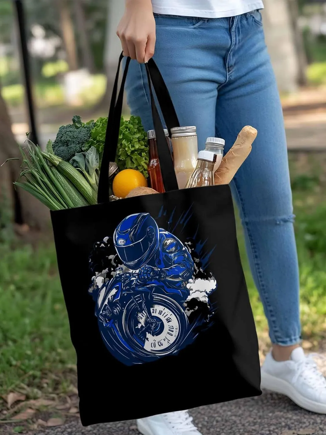 Canvas Tote Bag, Modern Locomotives Graffiti patterned Canvas Tote Handbags for Women Shoulder Bag,