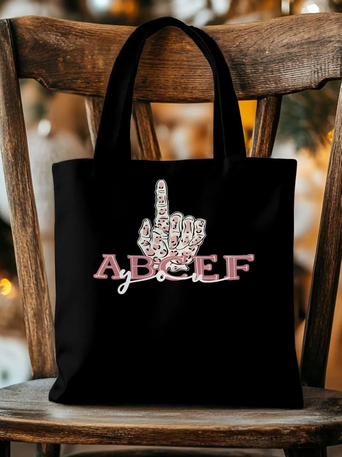 Canvas Tote Bag, Pink Hands Print patterned Canvas Tote Handbags for Women Shoulder Bag,