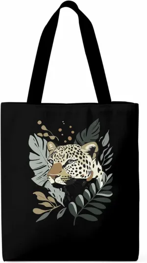 Canvas Tote Bag, Retro Tropical Jaguars patterned Canvas Tote Handbags for Women Shoulder Bag,
