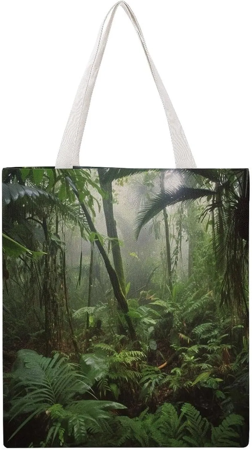Canvas Tote Bag Tropical Rainforest Printed Tote Handbags Big Martin Canvas Tote Handbags Casual Shoulder Work Bag 15 X 16.1 Inches